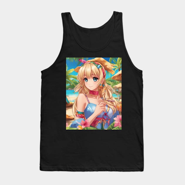 Nerdy and Nice Anime Girl Graphi Tank Top by animegirlnft